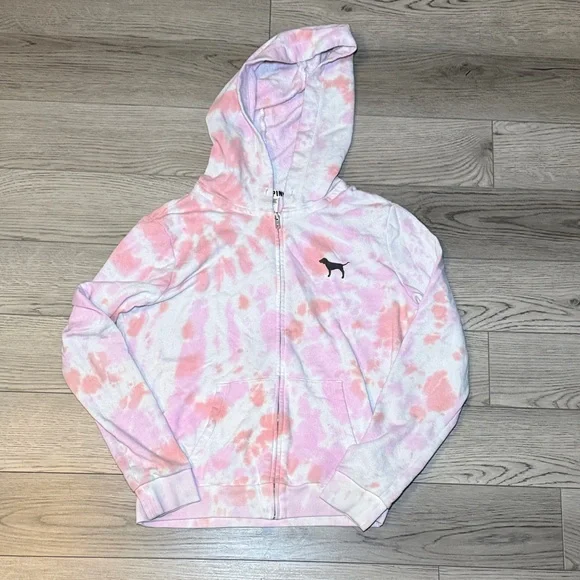 PINK Victoria's Secret Tie Dye Zip Hoodie Medium - Picture 2 of 7